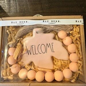 Rae Dunn Pink Welcome Beada Leaf Decor